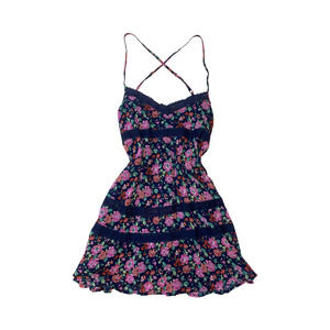 Abercrombie Floral Babydoll Lace-Trimmed Dress
